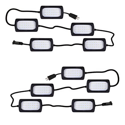 Owleye 50FT Led String Work Light 85W 8000LM Waterproof Construction String Lights Linkable Temporary Work Lighting Outdoor Indoor Worklight (5 Light Heads)-2 Pack - size: 50Ft × 2 Sets