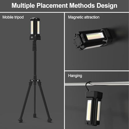 iodoo 13200mAh Rechargeable Solar Work Light with Folding Stand Support and Portable Carrying Bag, 8000 Lumen Stepless Dimmable, 4 Lighting Modes, White/Warm/Warm White (Black(Remote)) - size: Black(Remote)