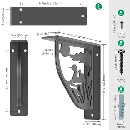 SELEWARE Heavy Duty Shelf Brackets 8" Decorative L Brackets, Duck 2Pcs - style: Duck-2 pack