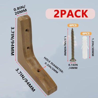 2-Pack Solid Wood Triangle Shelf Bracket Corbel 3.7in Wall Mount - size: 3.7*3.7"