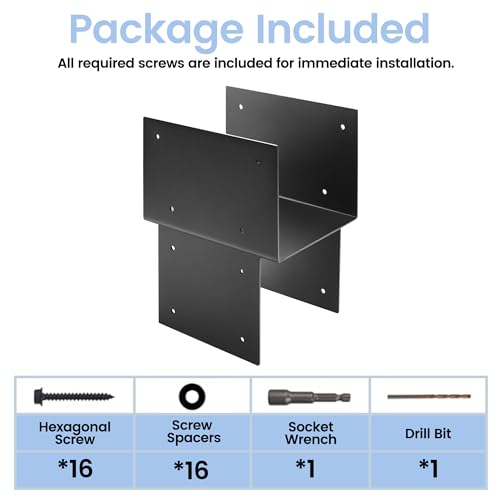 1 Pack 8x8 (Actual 7.5"x7.5") Metal Steel Post Cap Tie Brackets, Heavy Duty Pergola Bracket & Post to Beam Connector for Gazebo, Deck, Patio - size: 8in-1P