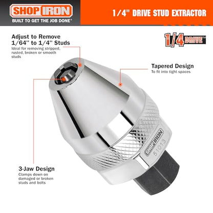 Shop Iron 51013 1/4-Inch Drive Mini Damaged Bolt and Stud Extractor | Works on 1/64-Inch-1/4-Inch Studs - size: 1/64” to 1/4”