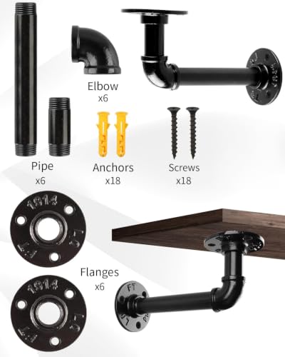 MUZIK 24Pc 7"×4" L Pipe Shelf Bracket, Heavy Duty Wall Mount, DIY Shelving - size: 7*4 Inch, style: 24 Pack