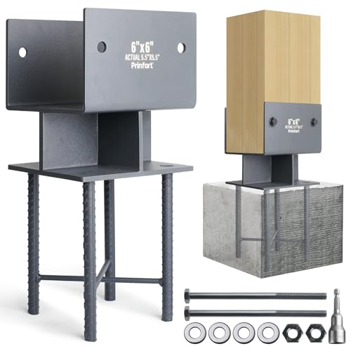 Stainless Steel 6"x6"(Actual 5.5"x5.5") Post Base Bracket Concrete, Wet Set Concrete Post Anchor Bracket Heavy Duty 1Pack - size: 6"-Wet Set