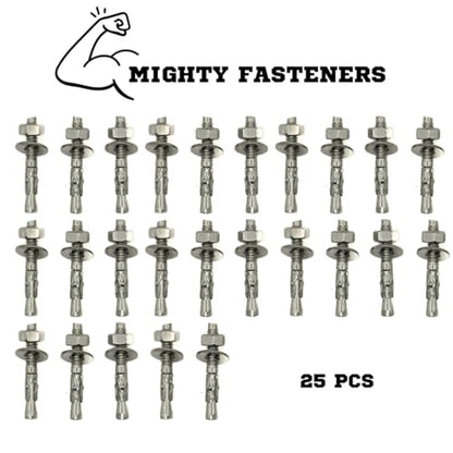 Mighty Fasteners 304 Stainless Steel Wedge Anchors 1/4" X 1-3/4" - 25 Pack - size: 1/4" X 1-3/4"