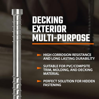 Composite Trim Screws, #8 x 3” Stainless Steel 304, 150pcs - size: #8 x 3"