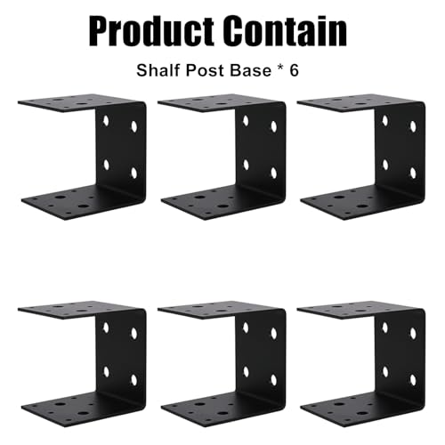 CNQLIS 6 PCS Heavy Duty Shelf Post Base Fit 4" x 4" Post Anchor Connectors - color: Black 6 pieces