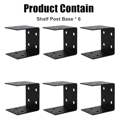 CNQLIS 6 PCS Heavy Duty Shelf Post Base Fit 4" x 4" Post Anchor Connectors - color: Black 6 pieces
