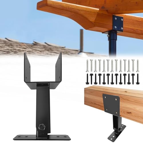 Roof Riser Bracket Kit,Adjustable Angle Roof Riser for 4 x 4(Actual:3.5" x 3.5") Lumber,Heavy Duty Steel Roof Riser Beam Bracket for Outdoor Pergola,Porch,Log Cabin with Screws - 1Pack - size: 4in-1Pack