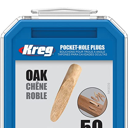 Kreg Solid-Wood Pocket-Hole Plugs, Solid Oak, P-OAK, 50 Count - color: Oak Plugs