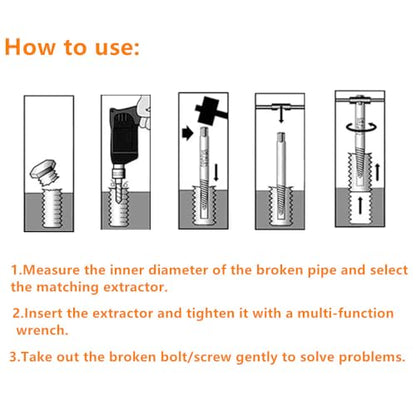 6PCs Damaged Screw Extractor Kits, Chrome-vanadium Steel Stripped Screw Extractor Broken Bolt Extractors Kit, Easy Out Damaged Bolts Remover Tool