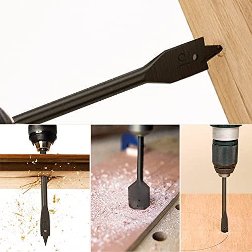 11pc SAE Spade Bits 1/4"-1-1/2" - Flat Wood Boring Set for Fast Drilling