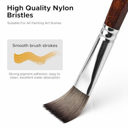 Bougimal 33 Pcs Paint Brush Set, No-Shedding Artist Paint Brushes - color: Tawny