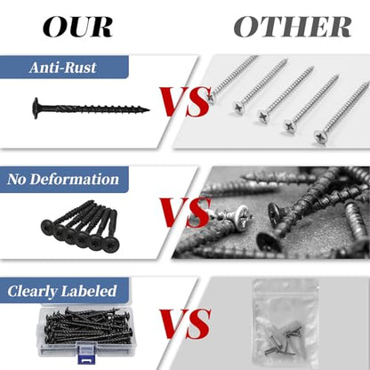 50PCS #10 x 3 Deck Screws, Exterior Wood Screws, Lag Screws, T25 Star Bit - color: Black, size: #14 x 3"
