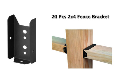 GBGS 20 Pack 2x4 Fence Brackets for Wood Railing,Black,18 Gauge