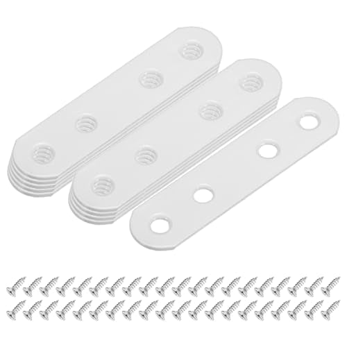 M METERXITY 10-Pack Flat Straight Brackets 2.95x0.71in, White - color: White, size: 75mm