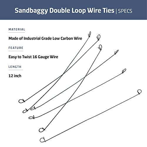 Sandbaggy Double Loop Rebar Wire Bar Ties | 16 Gauge | Made of Industrial Grade Wire | Great for Securing Rebar, Sandbags & More | Extra Long Length (12 Inch Length, Pack of 5000) - size: 12 Inch Length, style: Pack of 5000