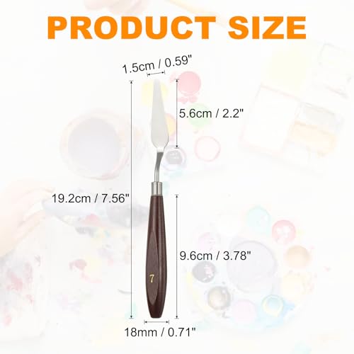 HARFINGTON Palette Knife Painting Tool 2.2 x 0.59 Stainless Steel Art Spatula Pallet Knives Scrapers Tools with Beech Wood Handle for Acrylic Oil Canvas Mixing Spreading, Red/Silver - size: 2.2" x 0.59"