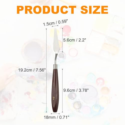 HARFINGTON Palette Knife Painting Tool 2.2 x 0.59 Stainless Steel Art Spatula Pallet Knives Scrapers Tools with Beech Wood Handle for Acrylic Oil Canvas Mixing Spreading, Red/Silver - size: 2.2" x 0.59"