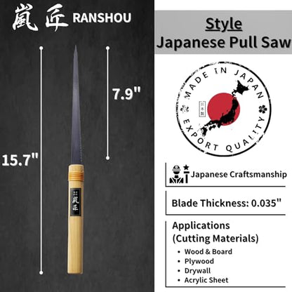 Japanese Pull Saw Woodworking Small Keyhole Saw 7-7/8" Made in JAPAN, Ryoba Double-Edge Handsaw for Wood, Plywood, Drywall, Sheetrock, Gypsum Board, Plasterboard, Wood Handle - color: 7-7/8" Keyhole (Ryoba)