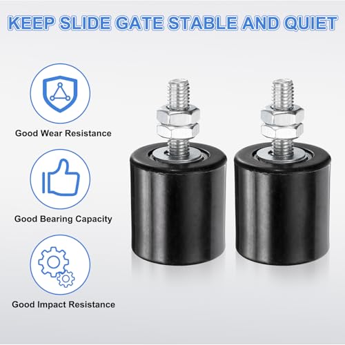 uxcell 2Pcs Slide Gate Guide Roller 1.7" Nylon Roller Gate Support Assembly - color: Black, size: 1.7"