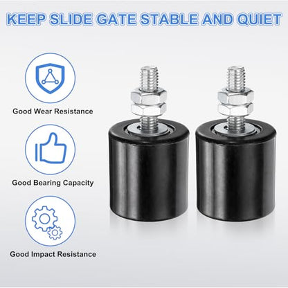 uxcell 2Pcs Slide Gate Guide Roller 1.7" Nylon Roller Gate Support Assembly - color: Black, size: 1.7"