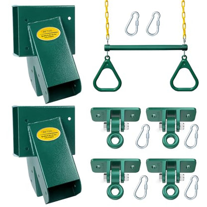 BETOOLL Swing Sets Brackets - 2 A-Frame Swing Set Brackets and 4 Swing Hangers and Trapeze Swing Bar with All Mounting Heavy Duty Hardware Included - Swing Set Kit for Porch, Yard, Playground - Green - color: 2 A-Frame Swing Set Brackets +4 Swing Hangers