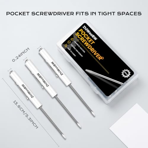 12 Pcs White Pocket Screwdriver Magnetic Mini Slotted Flathead - color: White