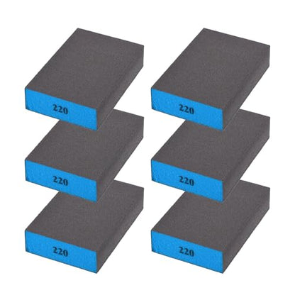 6Pcs 220Grit Sanding Sponges, Wet Dry Sanding Blocks - size: 220Grit