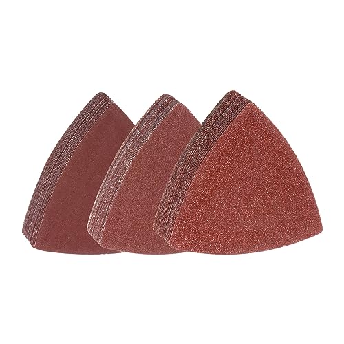 HARFINGTON 60pcs Triangular Hook & Loop Sandpapers 60/120/240 Grits 3-1/8" Aluminum Oxide Sanding Pads Mouse Detail Sander Papers Multitool Sheets Set (20pcs of Each Grits) - size: 60/120/240 Grits