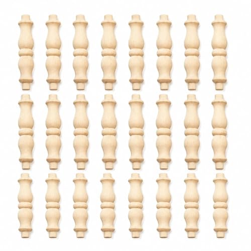 LOGOFUN 24 Pcs Unfinished Wooden Baluster Spindles 8.5 cm