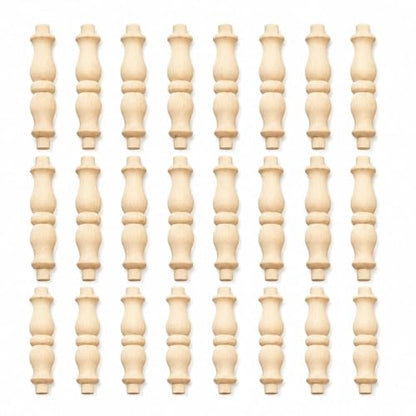 LOGOFUN 24 Pcs Unfinished Wooden Baluster Spindles 8.5 cm