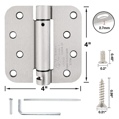 KIW Automatic Self-Closing Brushed Nickel Door Hinges Satin 4" 5/8" 3 Pack - color: Satin Nickel, size: 3 Pack
