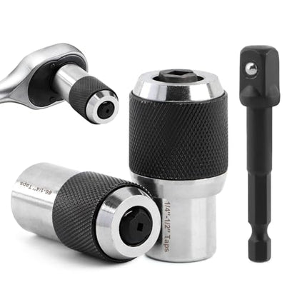 Tap Socket Set, 2pcs Tap Sockets With 1pc 3/8" Socket Adapter, Adjustable Taps Extractor Tool, Durable Threading-Tap Extractors for Taps Reamers Screw Extractors