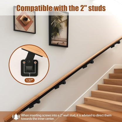 Adjustable Handrail Brackets, 3 Pack Black Swivel Hand Rail Brackets - style: T304 - 3 Pack