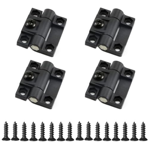 Adjustable Torque Hinge 43mmx36mm Black Plastic 4 Countersunk Holes Adjustable Position Control Hinges Door Hinges 4Pcs,Screws 16Pcs