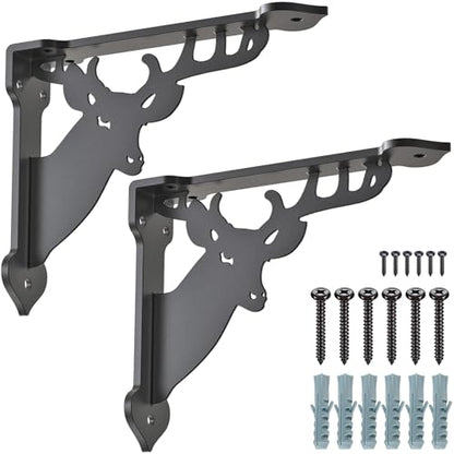 SELEWARE 2 Pack 12" Heavy Duty Shelf Brackets, Deer Decorative L Brackets - size: 12 Inch, style: Deer-2 pack