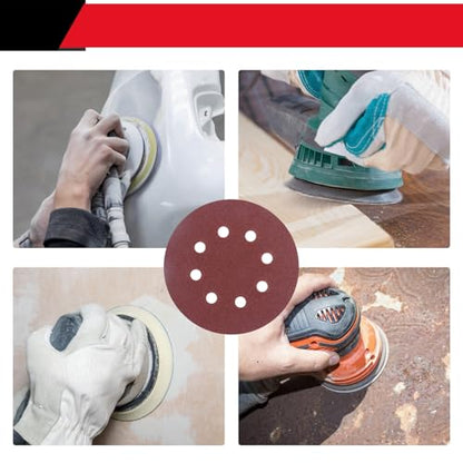 50 PCS 5 Inch Sanding Discs 180Grit, Round Hook and Loop Sandpaper for Random Orbital Sander - size: 180 Grit