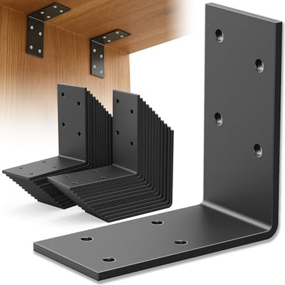 3"x3"x1.5" Steel Angle Bracket, 90 Degree L Corner Brace - size: （25PCS） Black