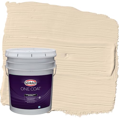 Glidden One Coat 5 gal. Antique Parchment/Beige Flat Exterior Paint with Primer - color: Antique Parchment, size: 640 Fl Oz (Pack of 1)