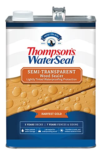 Thompson’s WaterSeal Semi-Transparent Waterproofing Wood Stain and Sealer, Harvest Gold, 1 Gallon - color: Harvest Gold