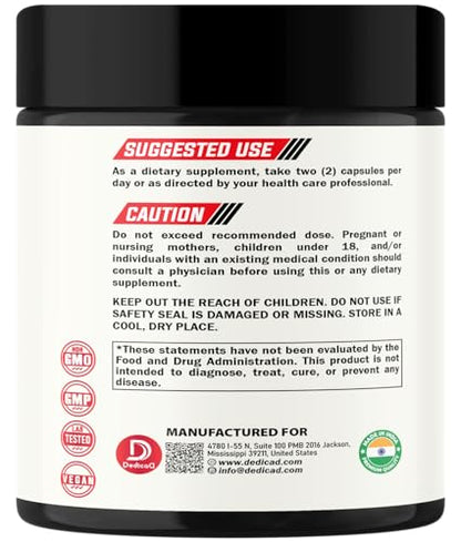 DEDICAD Wormwood Supplement - 120 Capsules Extracted from Black Walnut, Cloves, Turmeric, Apple, Berberine HCl & More - 11 Ingredients Combined for Immune System - 2-Month Supply - size: 120 Count (Pack of 1)