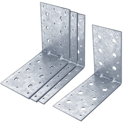 4 Pcs 6'' Galvanized L Brackets, Heavy Duty Corner Brace for Wood