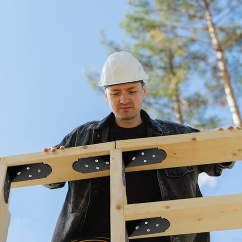 2 Pcs 90 Degree Angle Bracket, Heavy Duty L Brackets Support Angle Brace Carbon Steel Right Angle Flat Plate Bracket with Screws for Repair House Wood Lumber Timber Connectors - style: Flush Inside 45-Degree