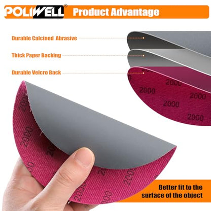 POLIWELL Sanding Discs 6 Inch 2000 Grit 20 Pack Hook & Loop - style: 2000 Grit
