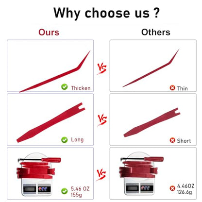 GLK Auto Trim Removal Tool Set, 5pcs Plastic Pry Tool Kit, Auto Trim Tool, Prying Tool, Car Door Panel Clip Revmoal Tool, Fasteners Remover, red - color: Red