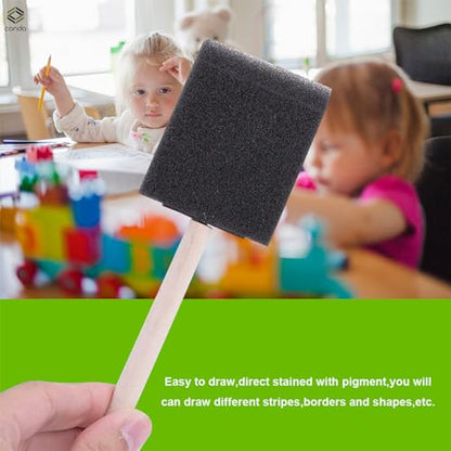 conda 25 Pack Different Size Assorted Foam Brush Set Wood Handle Paint Brush Set - size: 0.25"-2"/ 25 Pack
