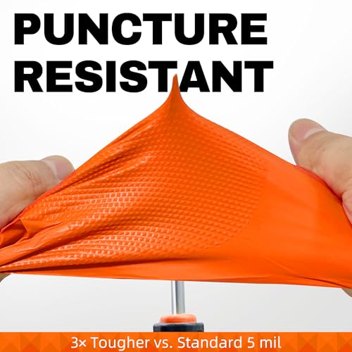 BEASTEK Nitrile Disposable Gloves, 8Mil Latex & Powder Free Chemical Resistant Heavy Duty Cooking Diamond Glove Orange 50 Pcs - color: Large (Orange)