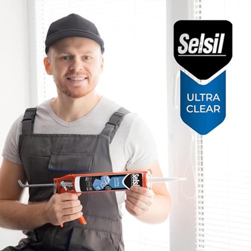 SELSIL Ultra Crystal Clear Mounting Adhesive & Sealant - Indoor & Outdoor Construction Adhesive, 100% Transparent Bonding and Sealing, Waterproof (9.8 fl oz/290 ml)