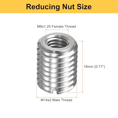 HARFINGTON 6pcs Thread Repair Inserts M14 x 2 Male to M8 x 1.25 Female Thread 18mm Long Stainless Steel Reducing Nuts Metric Self Tapping Sleeves Threaded Reducer Industrial Fasteners - size: M14 x 2 Male to M8 x 1.25 Female x 18mm